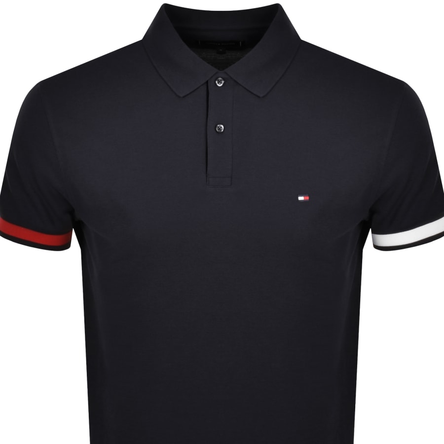 Tommy Hilfiger Flag Cuff Polo T Shirt NavyTommy Hilfiger Flag Cuff Polo T Shirt Navy Male Small